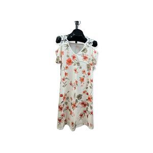 Fast Fashion Floral Cream Pink Peach Lace Cold Shoulder Plus Dress Size 2XL